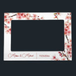 Floral Cherry Blossom Pink White Custom Wedding Magnetic Frame<br><div class="desc">Pretty apricot pink watercolor cherry blossoms on a white background, with custom bride and groom names and wedding date. Love is the purest form of connection that two people can share. The best sign that binds them both together in the holy form of love is marriage. With the impeccable cherry...</div>