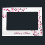 Floral Cherry Blossom Pink White Custom Wedding Magnetic Photo Frame<br><div class="desc">Pretty pink cherry blossoms on a white background, with custom bride and groom names. Love is the purest form of connection that two people can share. The best sign that binds them both together in the holy form of love is marriage. With the impeccable cherry blossom design that signifies love,...</div>