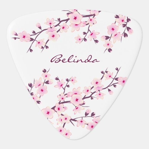 Floral Cherry Blossom Pink White Guitar Pick