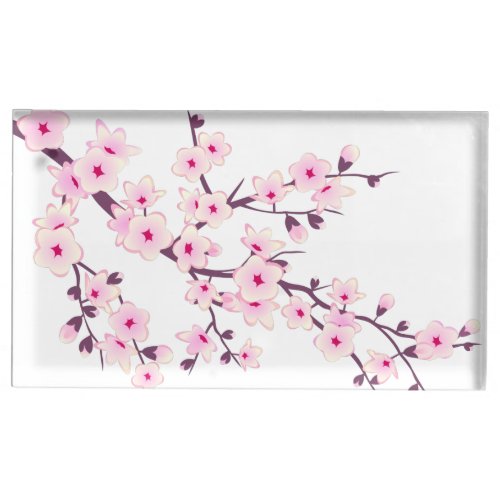 Floral Cherry Blossom Pink White Place Card Holder