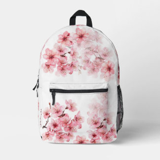 Floral Cherry Blossom Pink White Printed Backpack