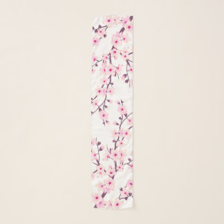 Floral Cherry Blossom Pink White Scarf