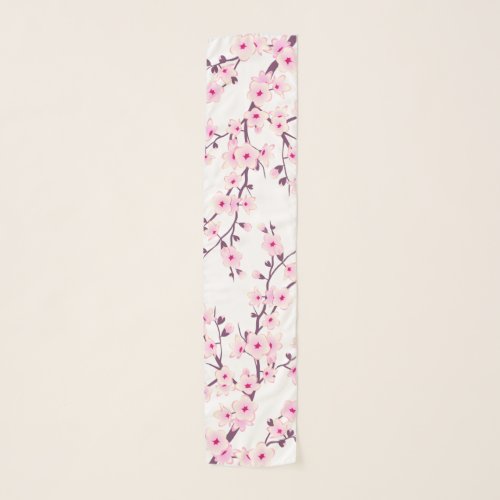 Floral Cherry Blossom Pink White Scarf