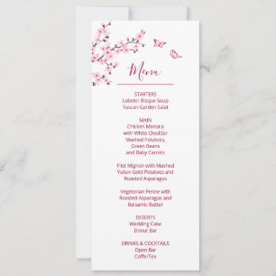 Floral Cherry Blossom Pink White Wedding Invitation