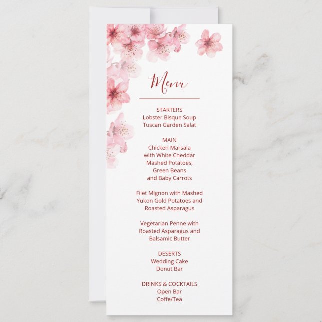 Floral Cherry Blossom Pink White Wedding    Invitation (Front)