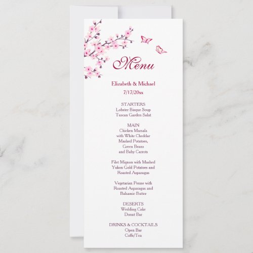 Floral Cherry Blossom Pink White Wedding    Invitation