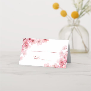 Floral Cherry Blossom Pink White Wedding Place Card
