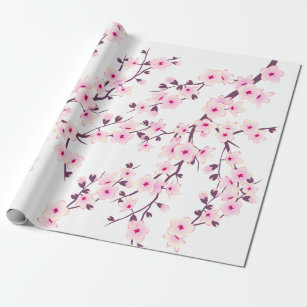 Cherry Blossom, Sakura Flower Wrapping Paper by Rocketpine