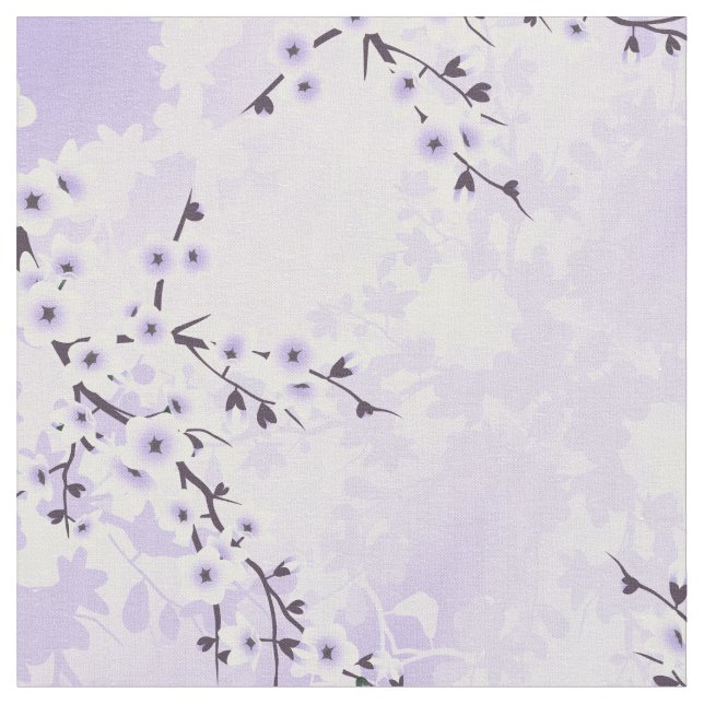 Floral Cherry Blossom Purple Pattern Fabric (Close Up)