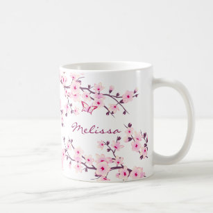 Notrefly Flower Mug Cherry Blossom Coffee Mug,Pink Ceramic Tea Cup Gift For Mom Grandma Women And Girls,12oz