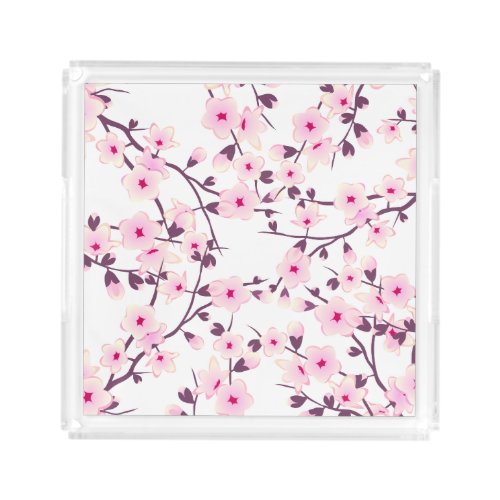 Floral Cherry Blossoms Acrylic Tray