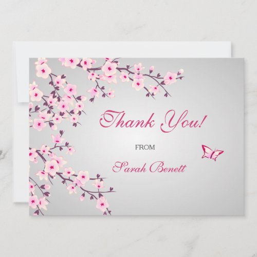 Floral Cherry Blossoms Baby Shower Thank You Card
