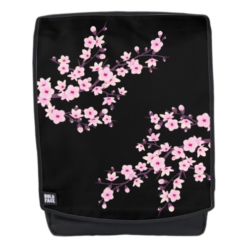Floral Cherry Blossoms Black Pink Backpack