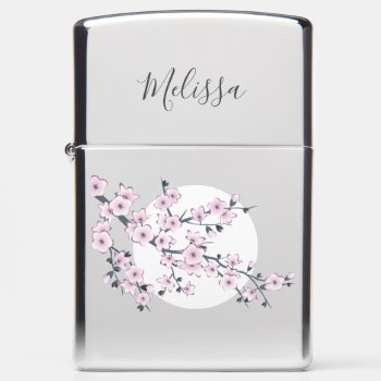 Floral Cherry Blossoms  Dusky Pink Add Name Zippo Lighter by NinaBaydur at Zazzle