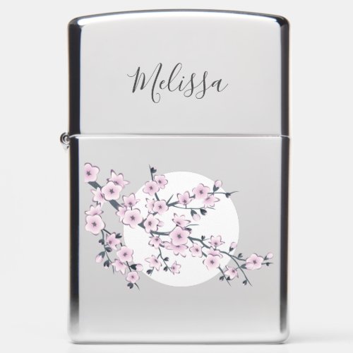 Floral Cherry Blossoms  Dusky Pink Add Name Zippo Lighter