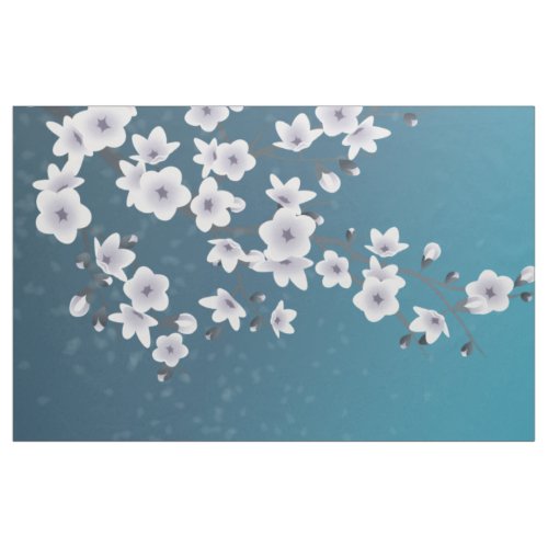 Floral Cherry Blossoms Dusty Mauve Dark Blue Fabric