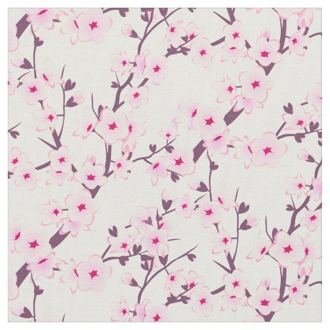 Floral Cherry Blossoms Fabric (Close Up)