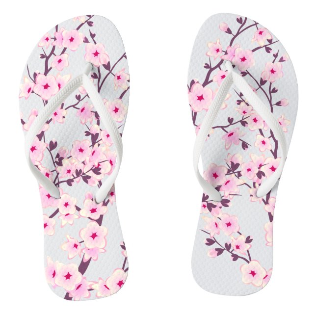 Floral Cherry Blossoms Flip Flops (Footbed)