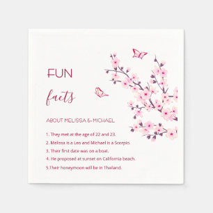 Floral Cherry Blossoms Fun Facts Wedding Napkins