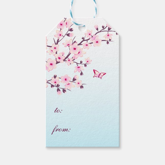 Floral Cherry Blossoms Gift Tags (Front)