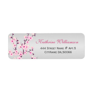Floral Cherry Blossoms Girl Baby Shower Label