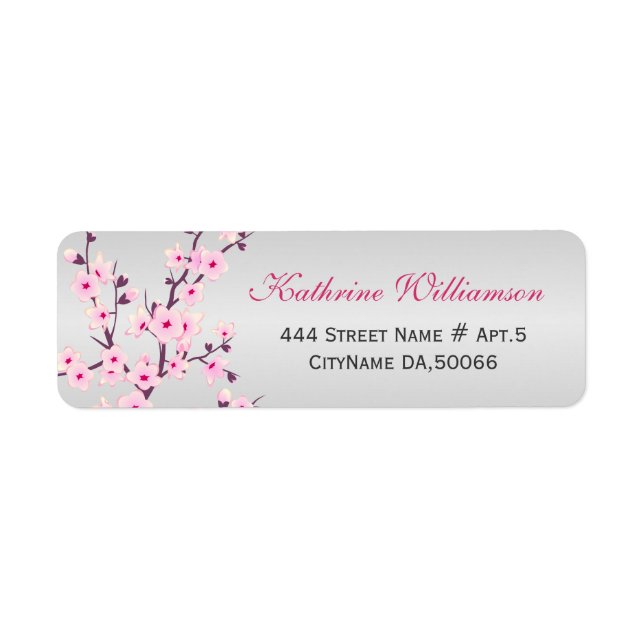 Floral Cherry Blossoms Girl Baby Shower Label (Front)