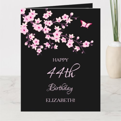 Floral Cherry Blossoms Happy Birthday Card