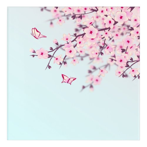 Floral Cherry Blossoms Illustrative Landscape Acrylic Print