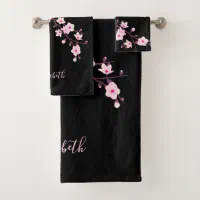 Floral Cherry Blossoms Pink White Wash Cloth, Zazzle