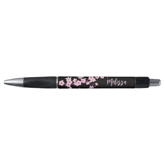Floral Cherry Blossoms Monogram Pen (Front)