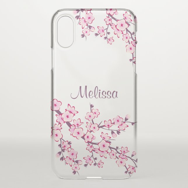 Floral Cherry Blossoms Monogram Uncommon iPhone Case (Back)