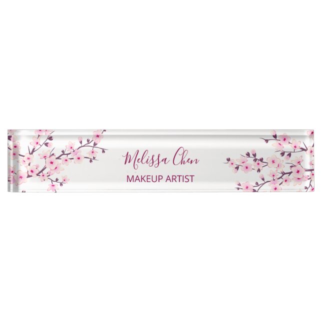 Floral Cherry Blossoms Name Plate (Front)