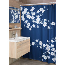 Floral Cherry Blossoms Navy White Classic
