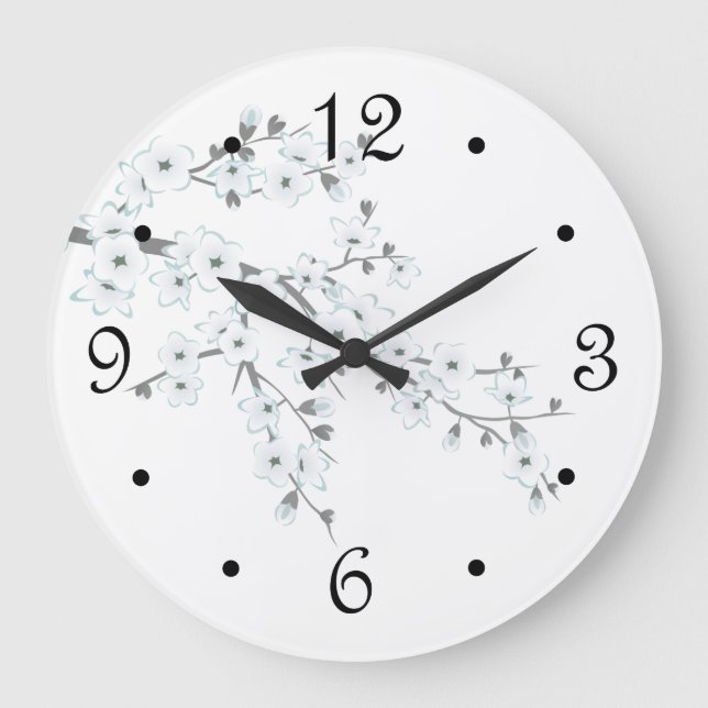 Floral Cherry Blossoms Numbers Large Clock (Front)