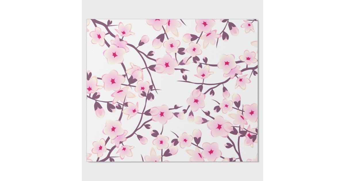 Floral Cherry Blossoms Pattern Wrapping Paper | Zazzle