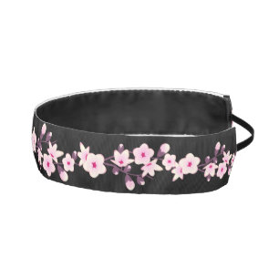 Floral Cherry Blossoms Pink Black Athletic Headband