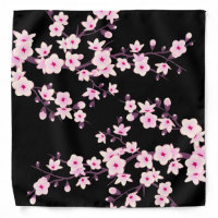 Floral Cherry Blossoms Pink Black