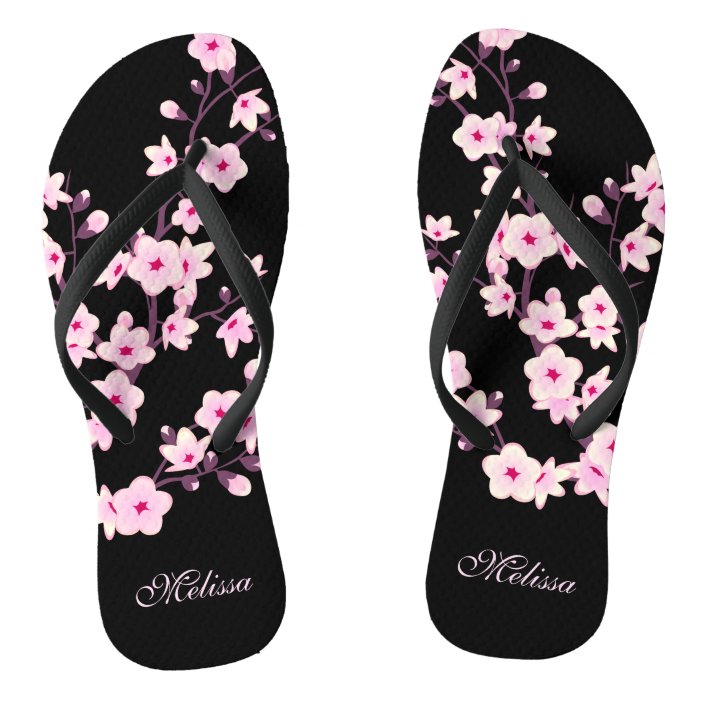 pink and black flip flops