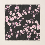 Floral Cherry Blossoms Pink Black Scarf<br><div class="desc">Pretty pink cherry blossoms on a black background. China considers the cherry blossom to be a representation of feminine beauty and power. The Asian themed pink cherry blossom on the black background are a sight to behold and add a touch of exclusivity and style. Add this scarf to your cherry...</div>