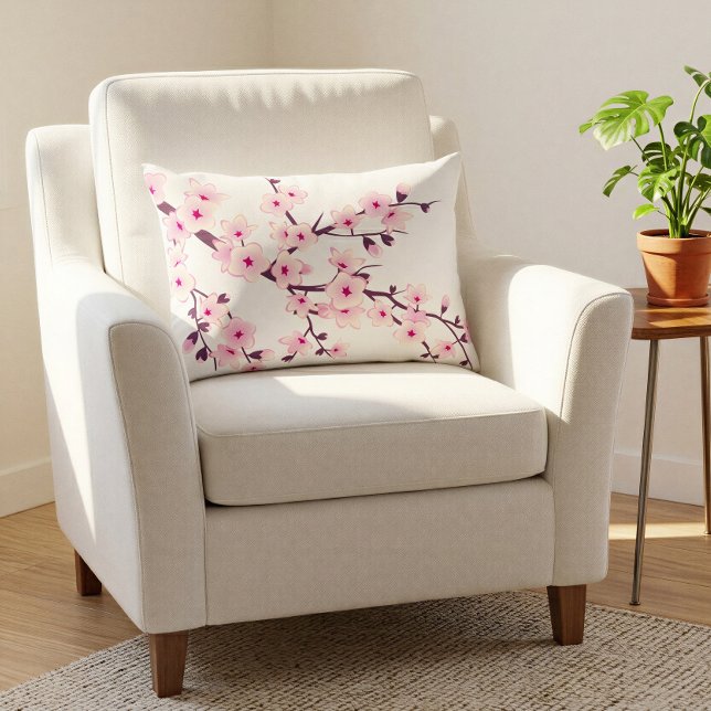 Floral Cherry Blossoms Pink Change Background Decorative Pillow (Creator Uploaded)