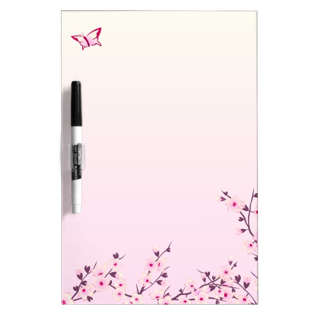 Floral Cherry Blossoms Pink Dry Erase Board (Front)
