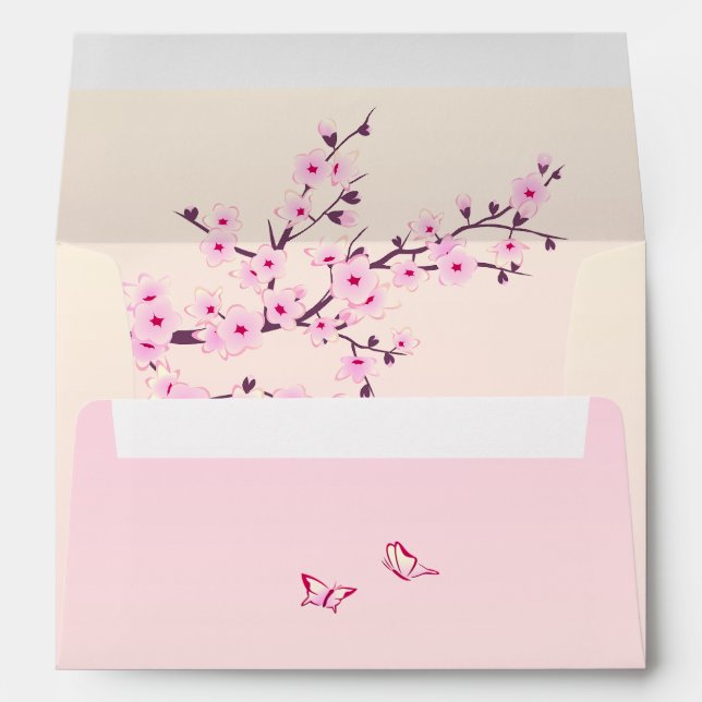 Floral Cherry Blossoms Pink Envelope (Back (Bottom))