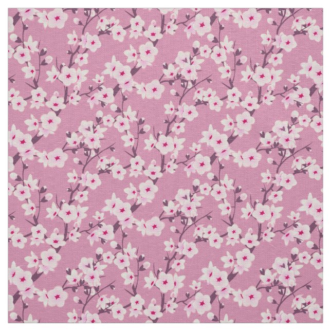 Floral Cherry Blossoms Pink Fabric (Swatch)