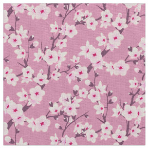 Floral Cherry Blossoms Pink Fabric