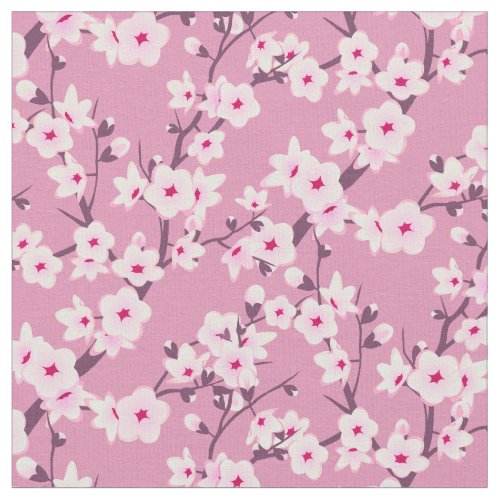 Floral Cherry Blossoms Pink Fabric