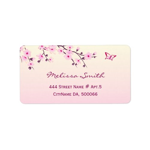 Floral Cherry Blossoms Pink Girly Label