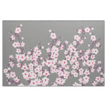 Floral Cherry Blossoms Pink Gray Fabric
