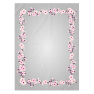Floral Cherry Blossoms Pink Gray Tablecloth