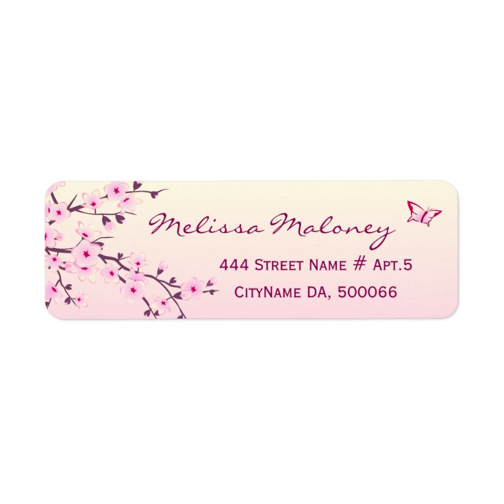 Floral Cherry Blossoms Pink Label | Zazzle