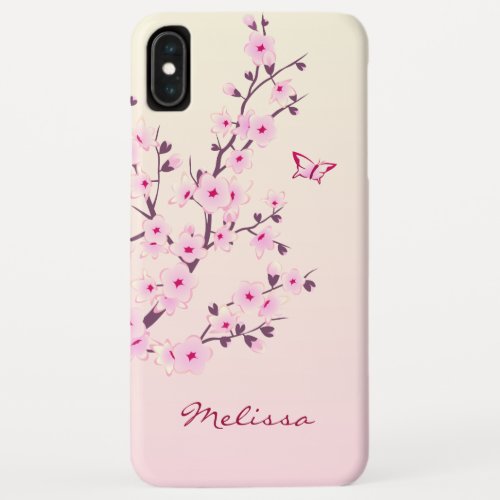 Floral Cherry Blossoms Pink Monogram iPhone XS Max Case